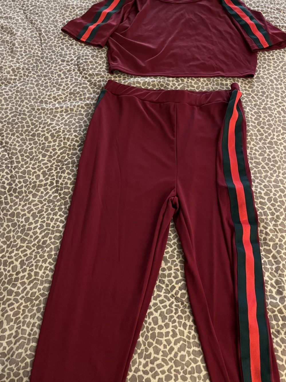 Color Burgandy Track Set With Red & Green Trim - Brand New - Size 2X